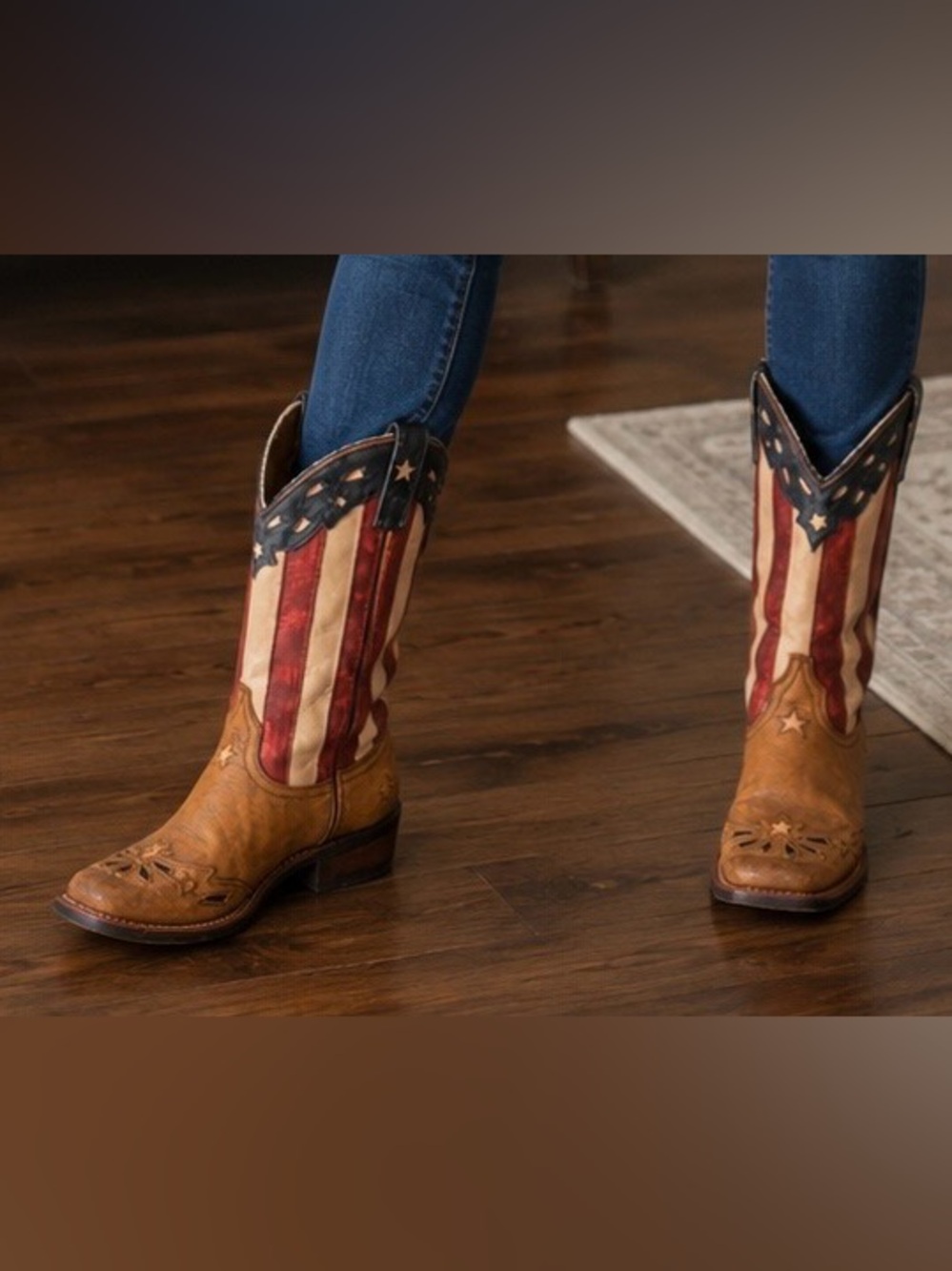 Laredo Women's American Flag Western Heeled Boots - Brown, Red, White, Blue